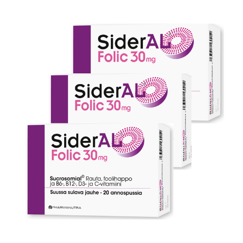 SiderAL Folic 30mg rauta kampanjapakkaus 3x20 pss