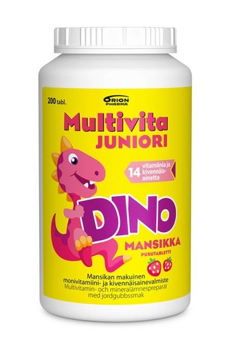 Multivita Juniori Dino Monivitamiini mansikka 200 purutabl