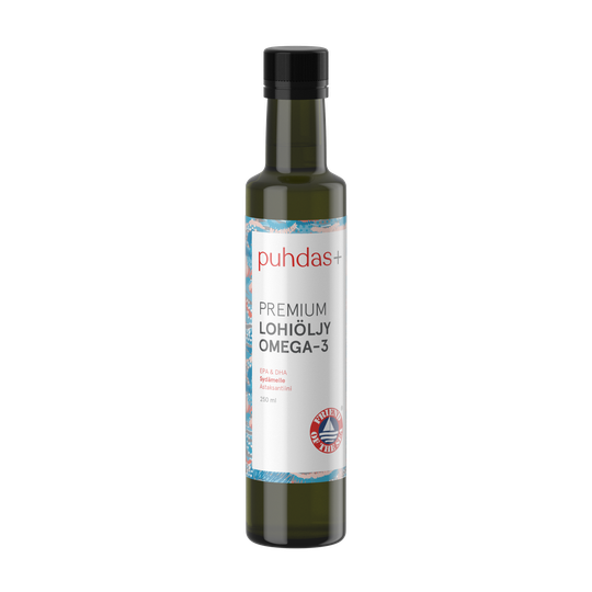 Puhdas+ Premium Lohiöljy Omega-3 250 ml, FOS Sertifioitu