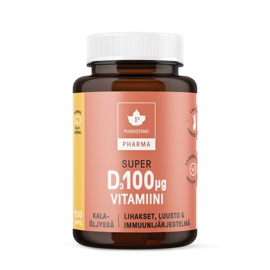 Puhdistamo Pharma Super D-vitamiini 100 kaps 100 mikrog