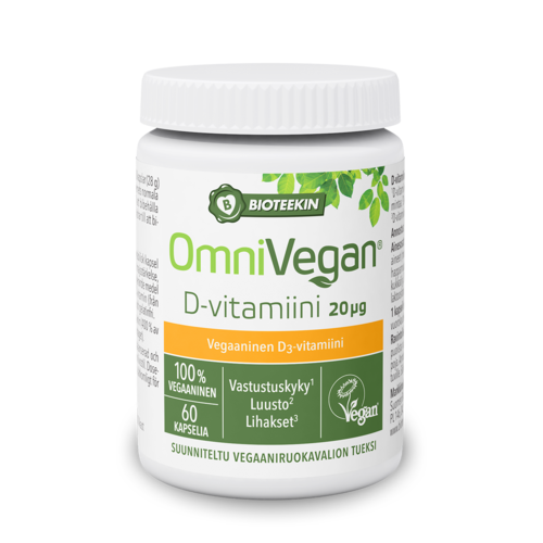 OmniVegan D-vitamiini 20 mikrog 60 kapselia