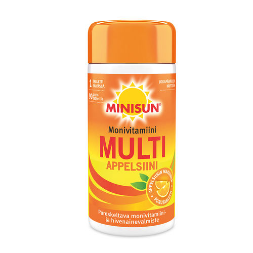 Minisun Monivitamiini Multi Appelsiini 90 purutablettia