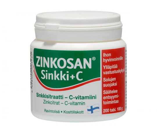 Zinkosan Sinkki+C, 200 tabl. (päiväys 1/23)