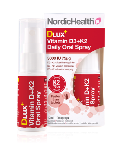 Nordic Health DLux D3+K2 75+75 mikrog 12 ml -suusuihke