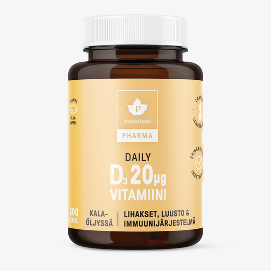 Puhdistamo Pharma Daily D-vitamiini 200 kaps 20 mikrog